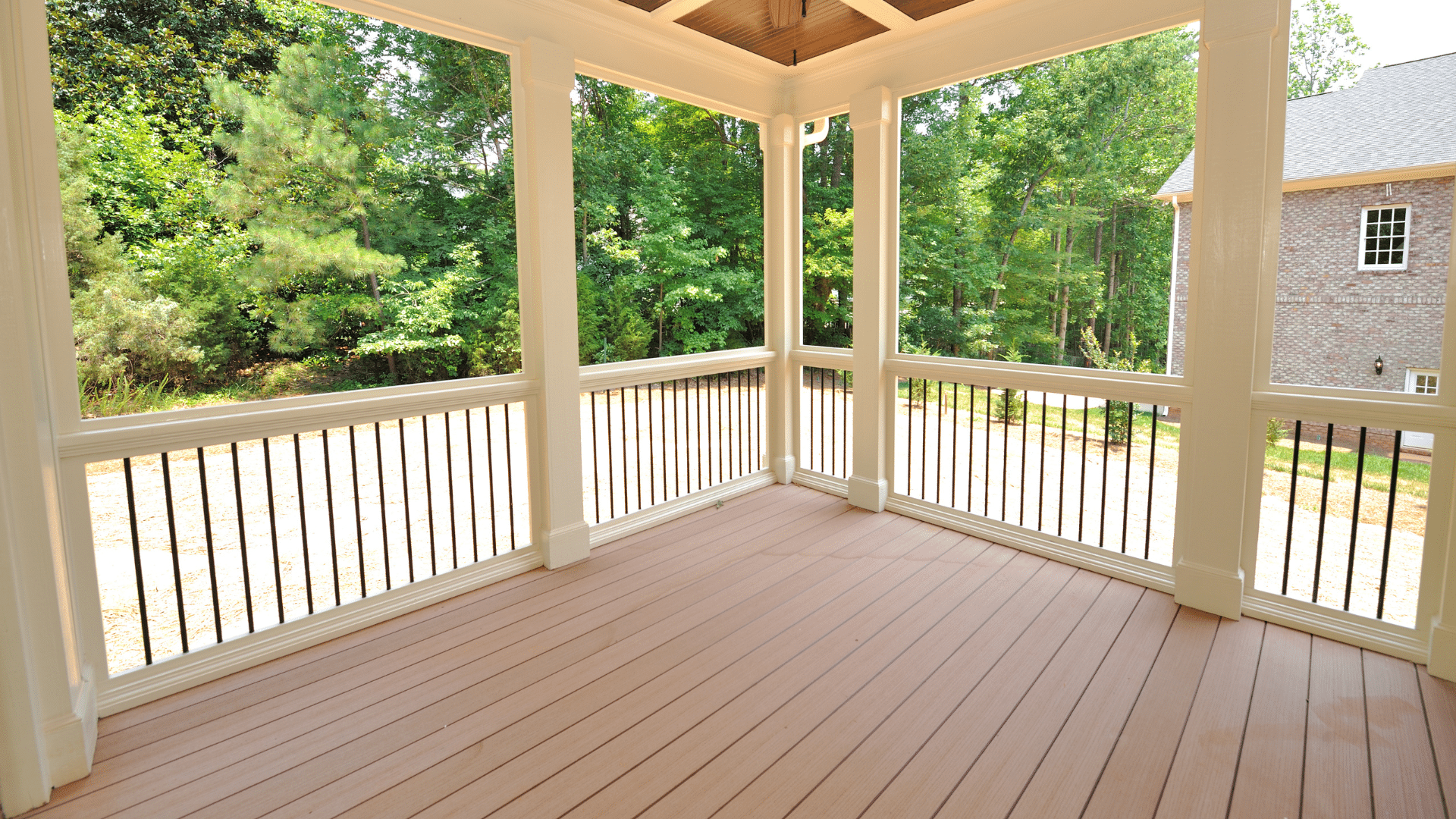 Deck Building Project Finished Metal Railing Job Laps Custom Fence & Backyards SC